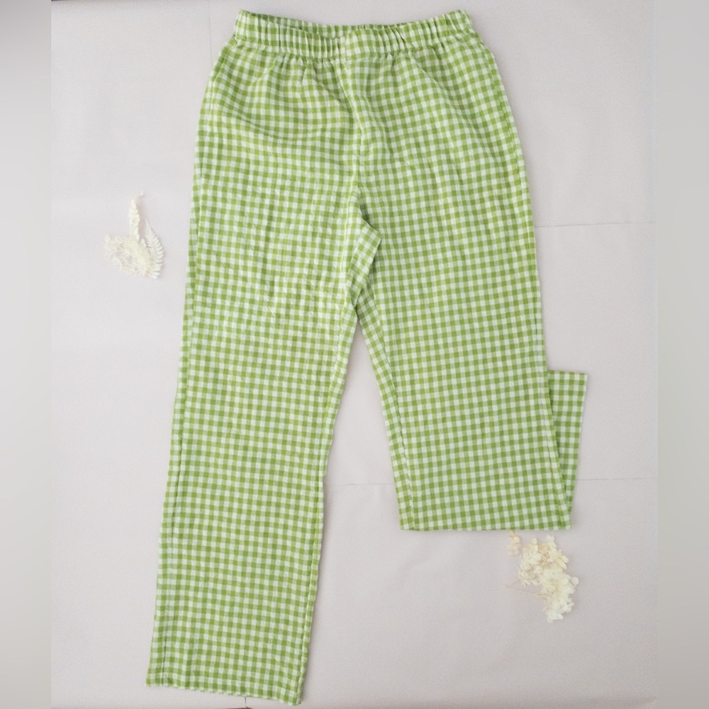 NWOT Y2K Green Gingham Trouser Pants